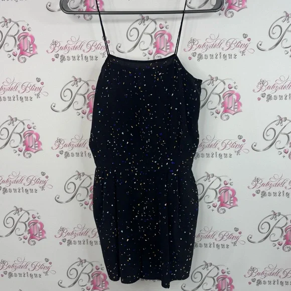 Wilfred romper 100% silk spotted dots Black Dress with Multicolor Speckles - Picture 1 of 9